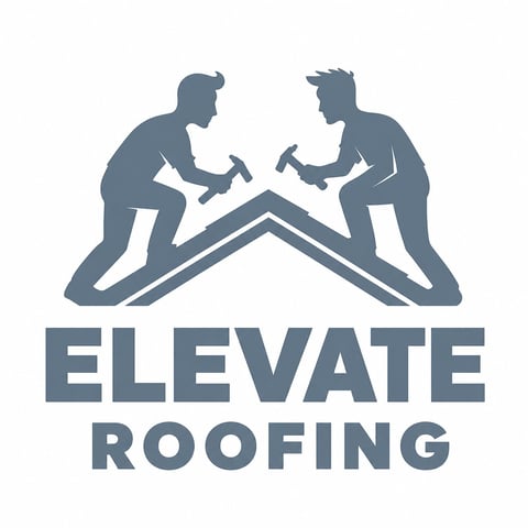 Elevate Roofing logo featuring two silhouetted roofers working on a peaked roof with a star symbol